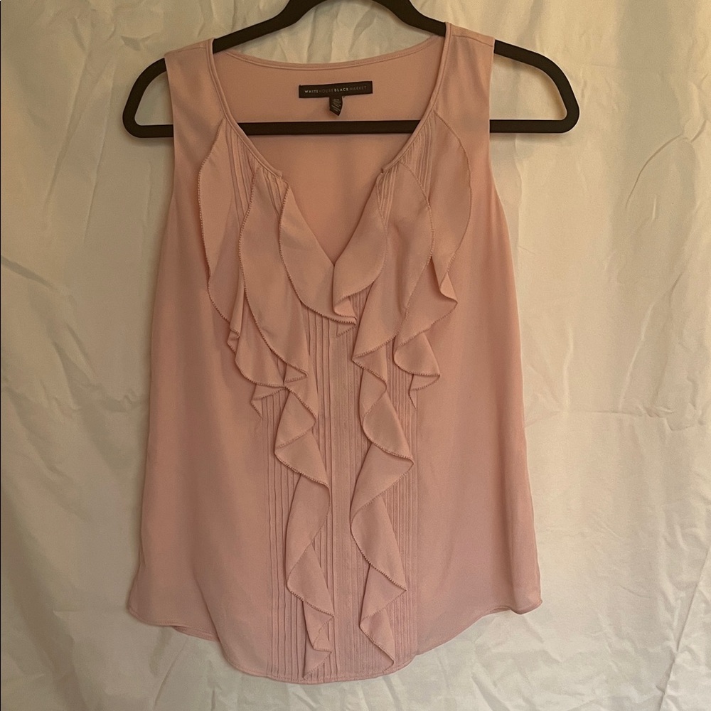 White House Black Market Soft Pink Ruffle Blouse